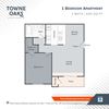 1 Bedroom - 650 Floor Plan 1 Bedroom - 650 Floor Plan at Towne Oaks Apartments, Little Rock, Arkansas